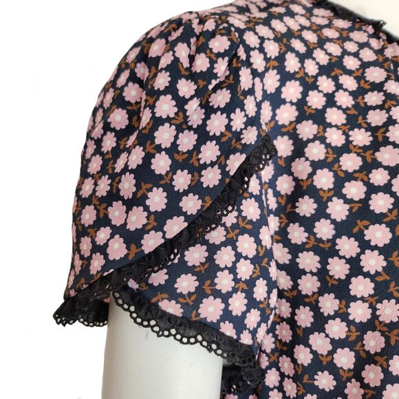 MIU MIU NAVY FLOWER PRINT TOP (40) - Picture 3 of 11